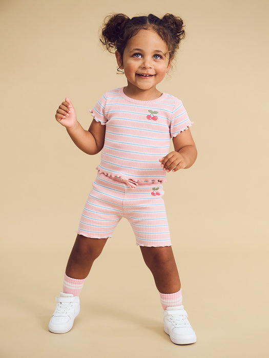 HUXBABY - CANDY STRIPE RIB SHORT CANDY STRIPE