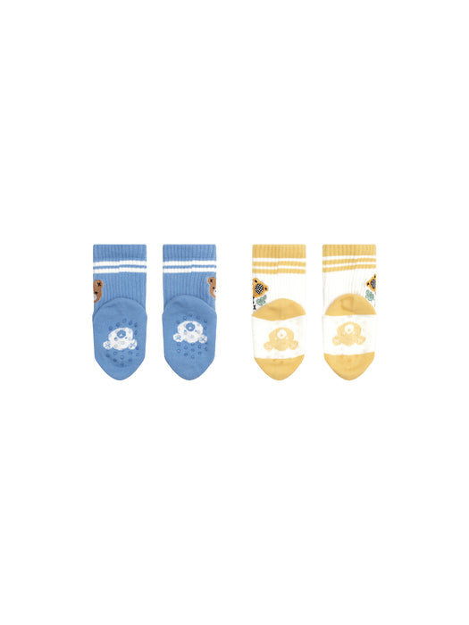 HUXBABY - TENNIS 2PK SOCKS BRIGHT BLUE + GOLDEN