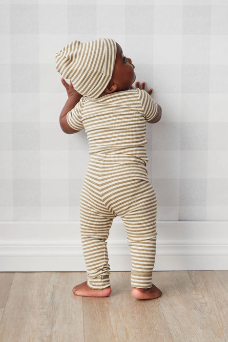 JAMIE KAY - ORGANIC COTTON MODAL DARCY RIB TEE BODYSUIT STRIPE OAK/SOFT CLAY