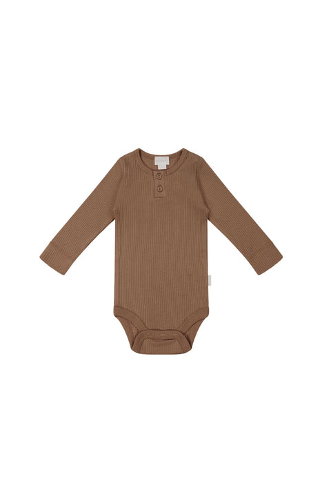 JAMIE KAY - ORGANIC MODAL LONG SLEEVE BODYSUIT HOJICHA