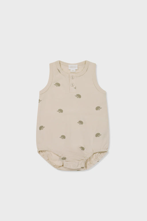 Pima Cotton Noah Playsuit - Henry Hedgehog Birch