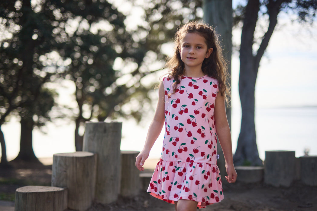 RADICOOL -  CHERRIES SLEEVELESS FRILL DRESS