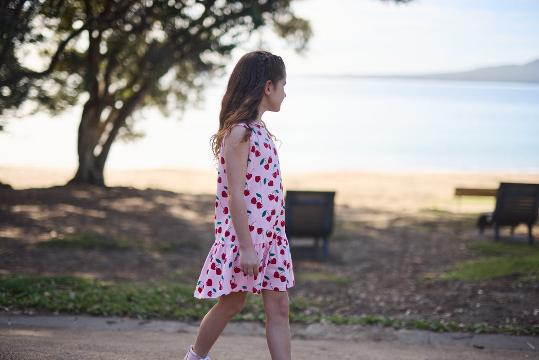 RADICOOL -  CHERRIES SLEEVELESS FRILL DRESS