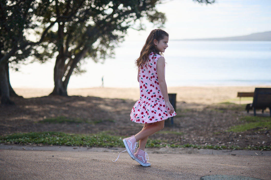 RADICOOL -  CHERRIES SLEEVELESS FRILL DRESS