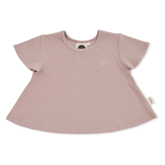 KAPOW - TAUPE RIB FLUTTER TEE