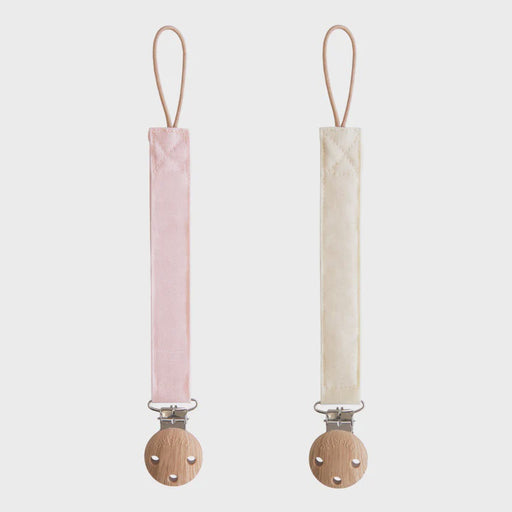 MUSHIE - LINEN PACIFIER CLIPS BLUSH/CREAM