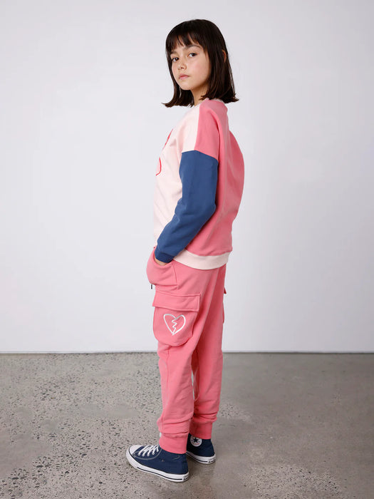 MINTI - FURRY TAILORED CARGO TRACKIES PINK