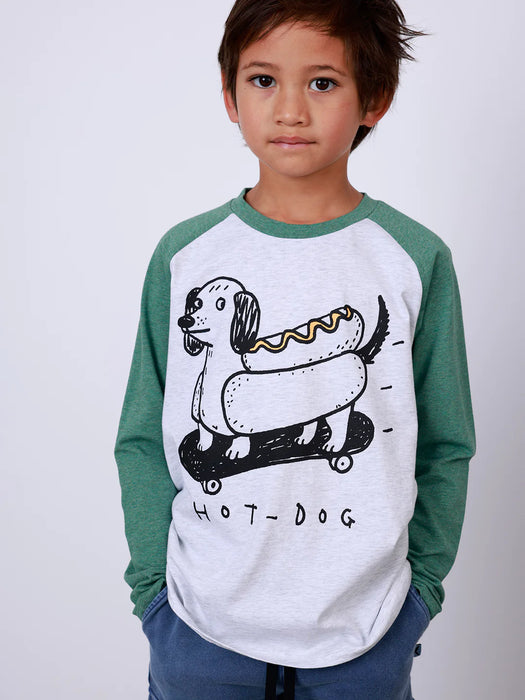 MINTI - HOTDOG TEE WHITE MARLE FOREST MARLE