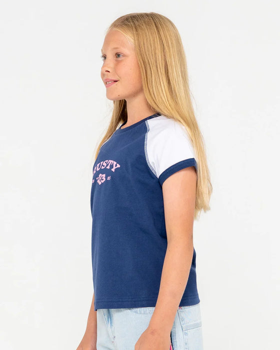 RUSTY - RILEY RAGLAN BABY TEE NAVY