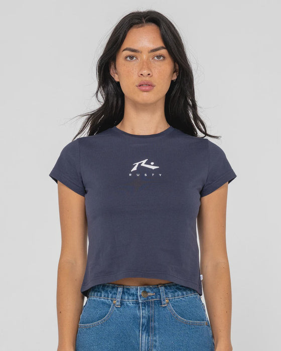 RUSTY - RUSTY ESSENTIALS RELAXED MINI TEE NAVY BLUE YOUTH