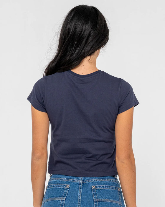 RUSTY - RUSTY ESSENTIALS RELAXED MINI TEE NAVY BLUE YOUTH