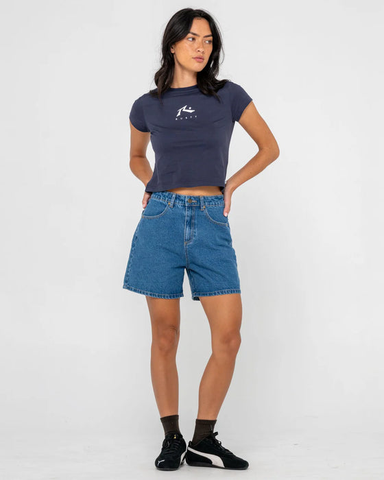 RUSTY - RUSTY ESSENTIALS RELAXED MINI TEE NAVY BLUE YOUTH