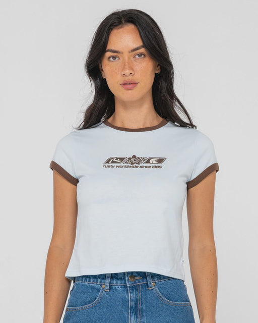 RUSTY - SNAPPER CONTRAST RINGER MINI TEE RETRO BLUE YOUTH