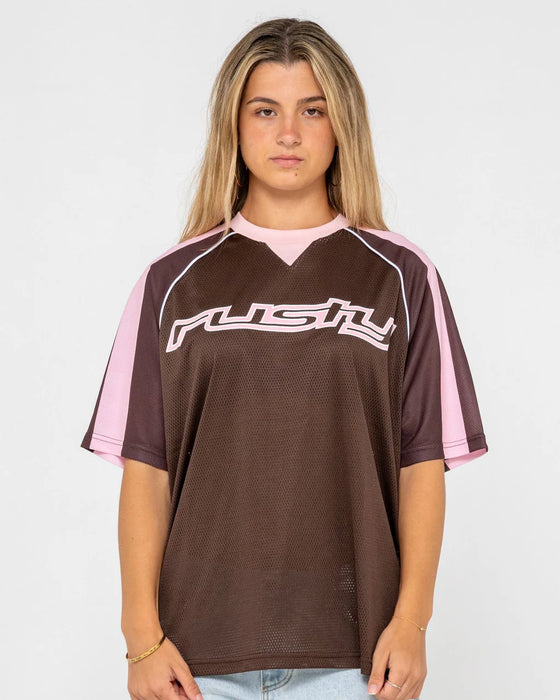 RUSTY - NAPLES CONTRAST OVERSIZED MESH SPORTS JERSEY