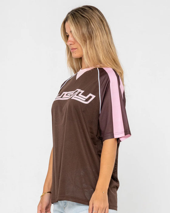 RUSTY - NAPLES CONTRAST OVERSIZED MESH SPORTS JERSEY