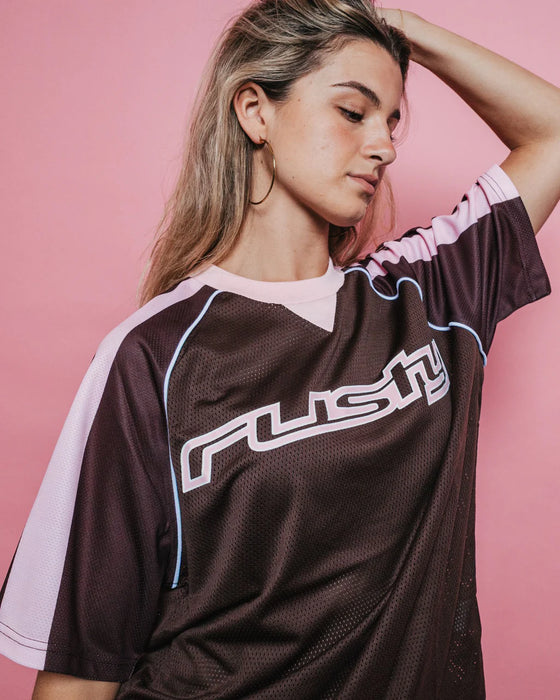 RUSTY - NAPLES CONTRAST OVERSIZED MESH SPORTS JERSEY