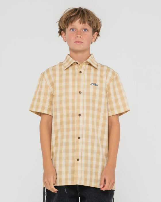 RUSTY - DATSUN CHECK SHORT SLEEVE SHIRT LIGHT KHAKI