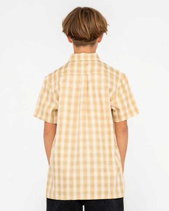 RUSTY - DATSUN CHECK SHORT SLEEVE SHIRT LIGHT KHAKI