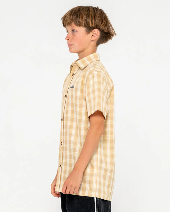 RUSTY - DATSUN CHECK SHORT SLEEVE SHIRT LIGHT KHAKI