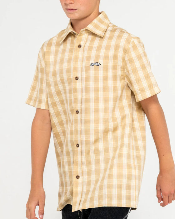 RUSTY - DATSUN CHECK SHORT SLEEVE SHIRT LIGHT KHAKI