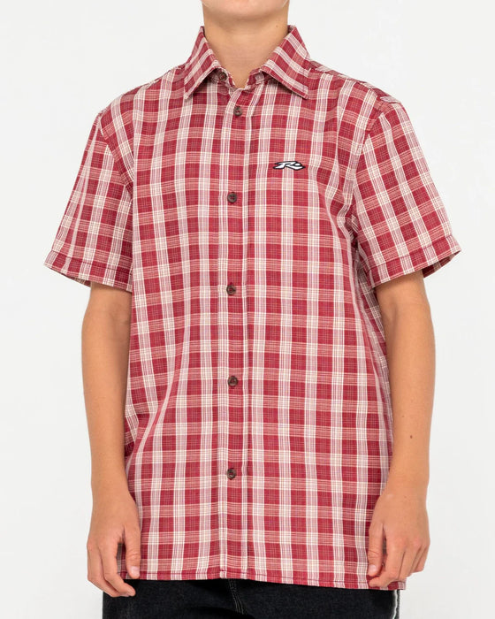 RUSTY - DATSUN CHECK SHORT SLEEVE SHIRT VINTAGE RED