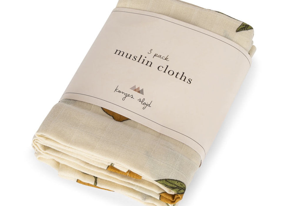 KONGES SLØJD - 3 PACK MUSLIN CLOTHS MON GRAND CITRON