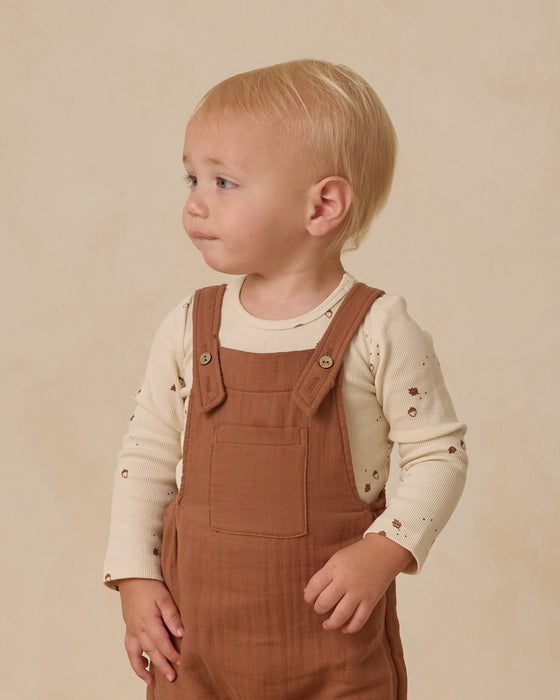 QUINCY MAE - RIBBED BODYSUIT 2PACK CEDAR STRIPE/ACORNS