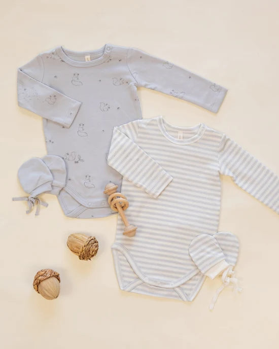QUINCY MAE - JERSEY BODYSUIT 2 PACK SQUIRREL/CLOUD STRIPE