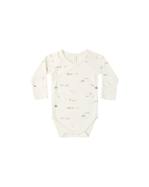 QUINCY MAE - SIDE SNAP BODYSUIT FARM IVORY