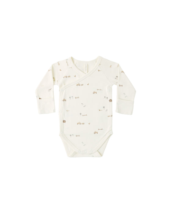 QUINCY MAE - SIDE SNAP BODYSUIT FARM IVORY