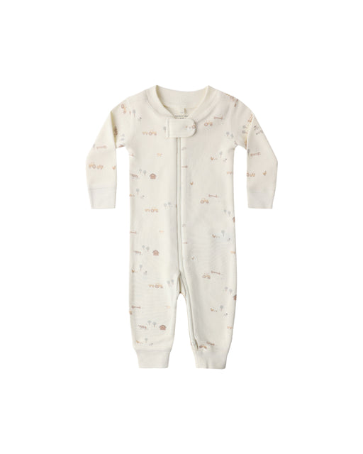 QUINCY MAE - ZIP LONGSLEEVE SLEEPER FARM IVORY