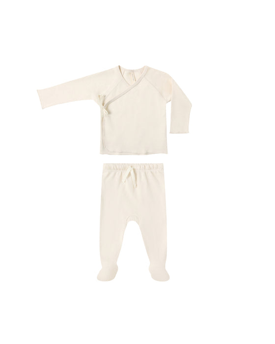 QUINCY MAE - WRAP TOP & FOOTED PANT SET NATURAL