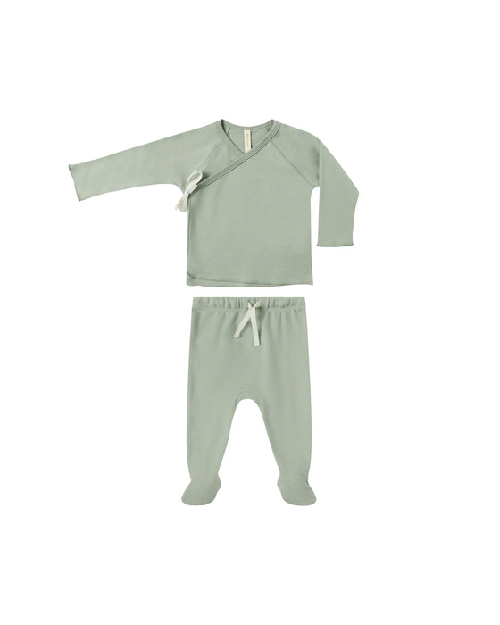 QUINCY MAE - WRAP TOP & FOOTED PANT SET FERN