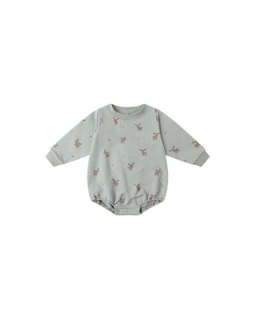 QUINCY MAE - CREWNECK BUBBLE ROMPER MOOSE