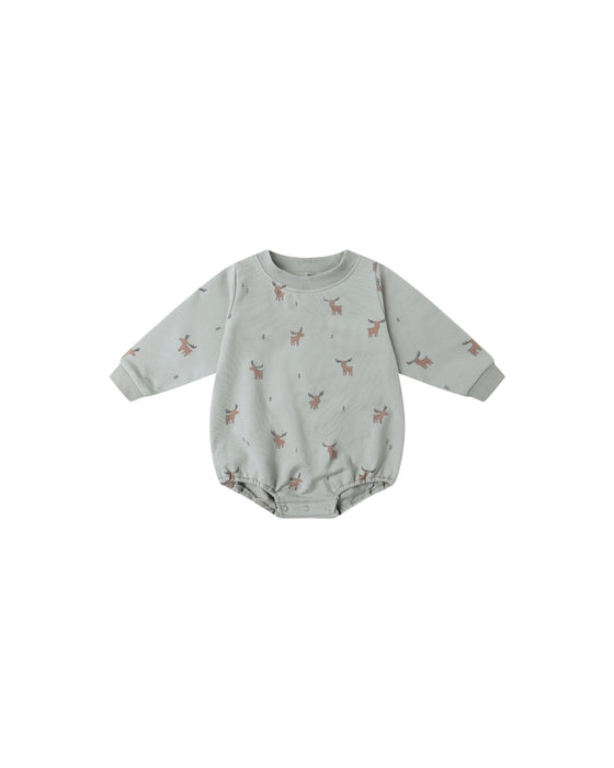 QUINCY MAE - CREWNECK BUBBLE ROMPER MOOSE