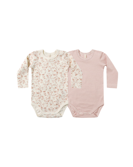 QUINCY MAE - JERSEY BODYSUIT 2PACK FRENCH GARDEN/ROSE STRIPE