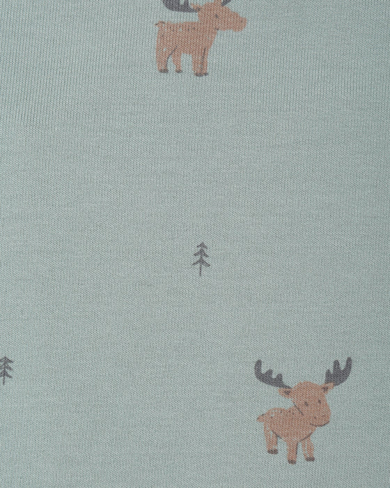 QUINCY MAE - CREWNECK BUBBLE ROMPER MOOSE