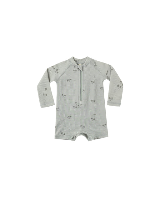 QUINCY MAE - LONG SLEEVE ONE-PIECE RASHGUARD PALM SAGE