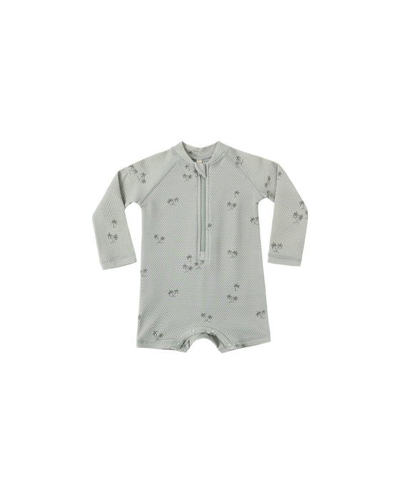 QUINCY MAE - LONG SLEEVE ONE-PIECE RASHGUARD PALM SAGE