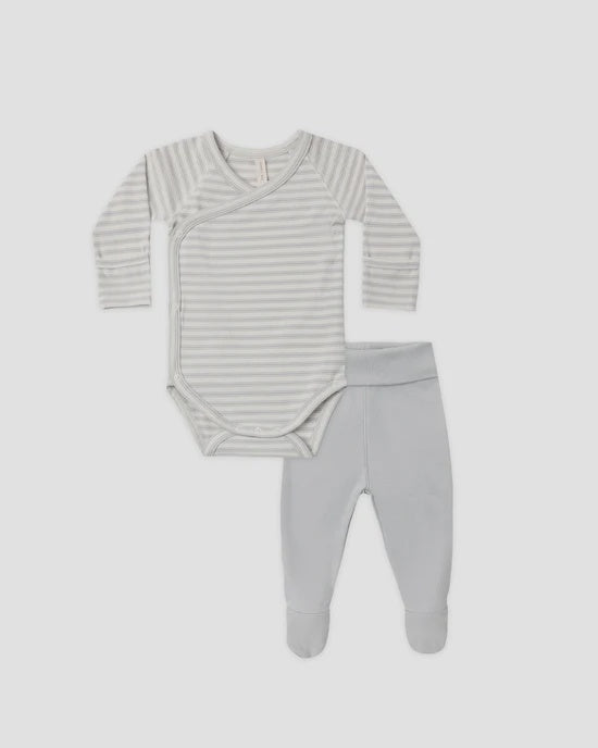 QUINCY MAE - SIDE SNAP BODYSUIT + PANT SET CLOUD