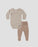 QUINCY MAE - SIDE SNAP BODYSUIT + PANT SET ALMOND STRIPE