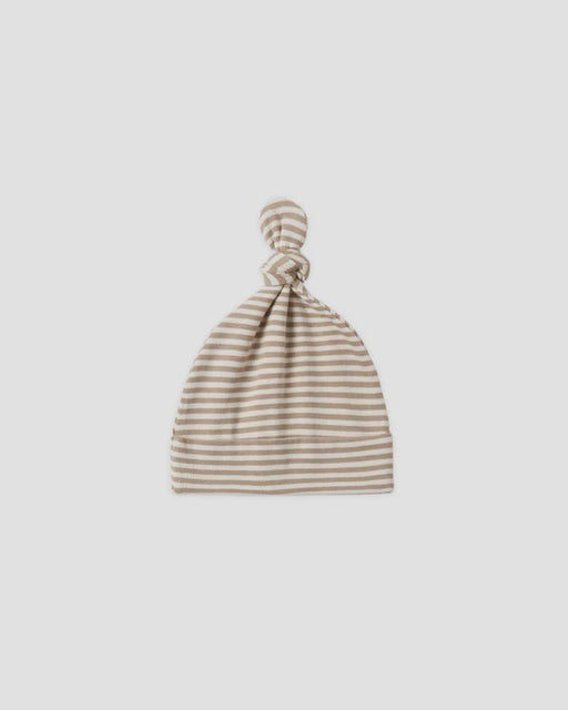 QUINCY MAE - KNOTTED BABY HAT ALMOND STRIPE