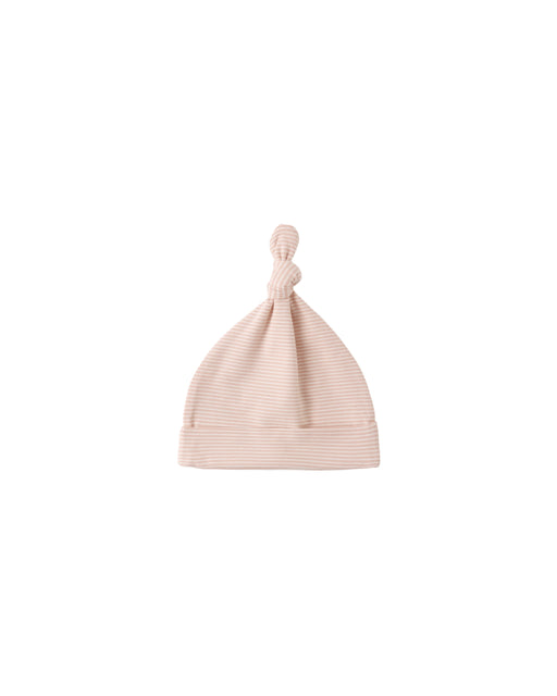 QUINCY MAE - KNOTTED BABY HAT MICRO STRIPE MELON