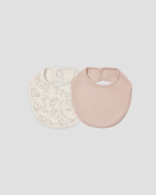 QUINCY MAE - SNAP BIB 2 PACK FLORAL VINE + DUSTY ROSE