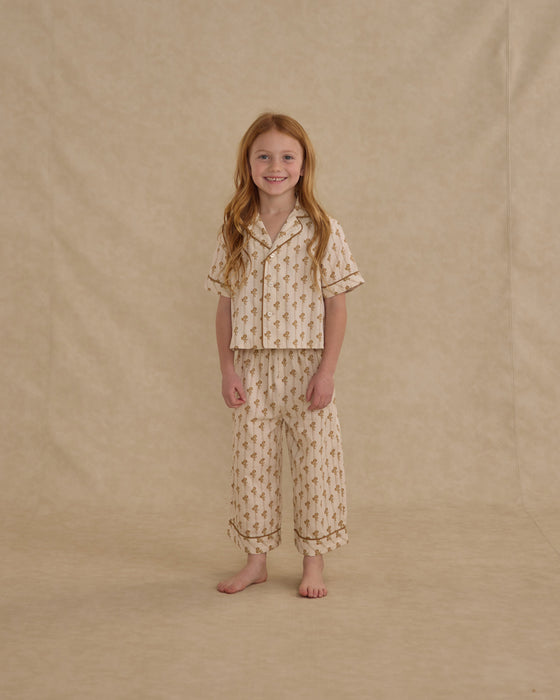 RYLEE + CRU - WOVEN PJ SET GOLDEN BLOOM NATURAL