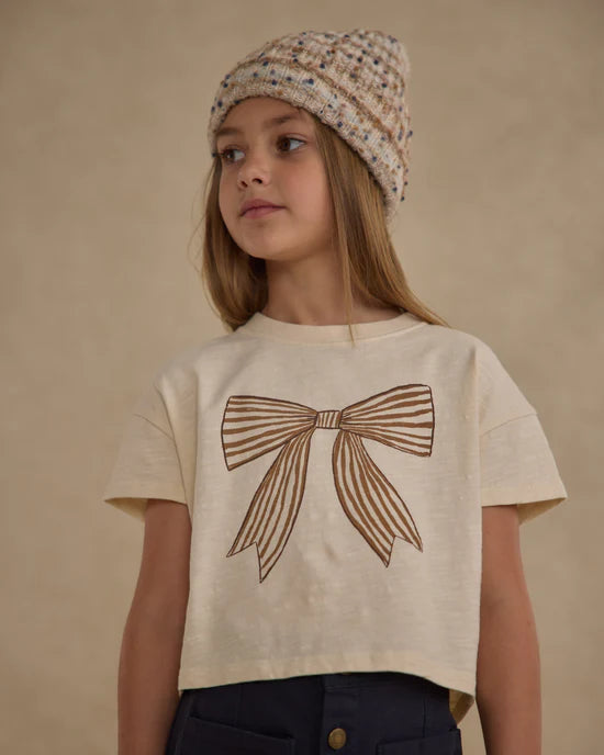 RYLEE + CRU - BOXY BOW TEE NATURAL