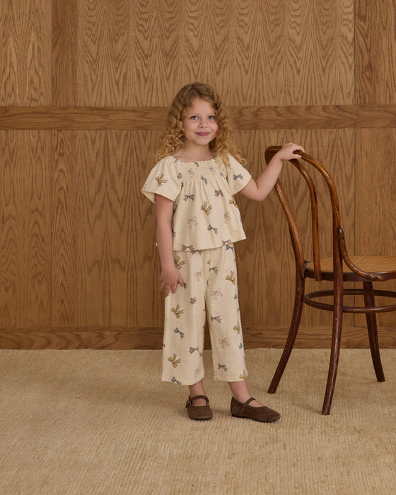 RYLEE + CRU - WIDE LEG PANT BOWS NATURAL