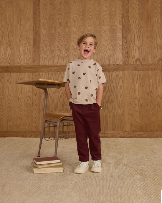 RYLEE + CRU - RAW EDGE FOOTBALLS TEE STONE