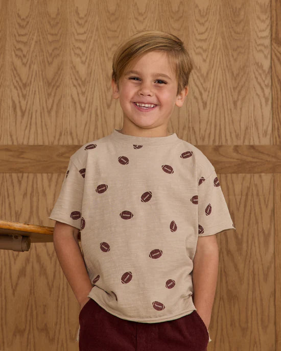 RYLEE + CRU - RAW EDGE FOOTBALLS TEE STONE