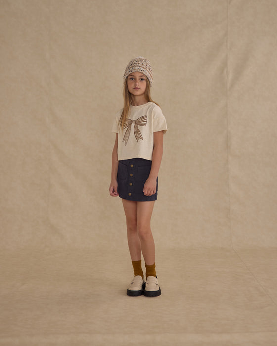 RYLEE + CRU - BOXY BOW TEE NATURAL